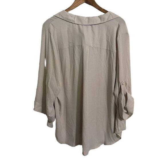Torrid Womens NWT Gray Harper Georgette Collared Roll Tab 3/4 Sleeve Blouse 3X - Picture 9 of 9